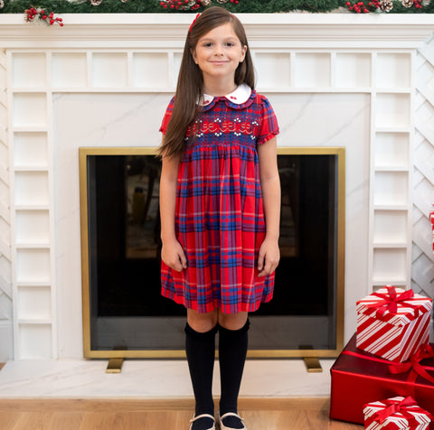Ariella Girl Dress - Red Plaid