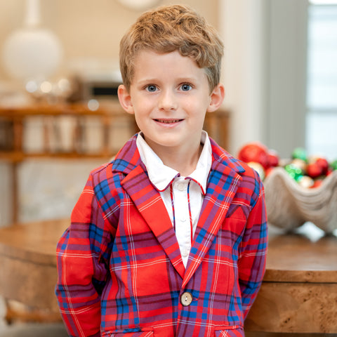 Hayden Boy Blazer - Red Plaid