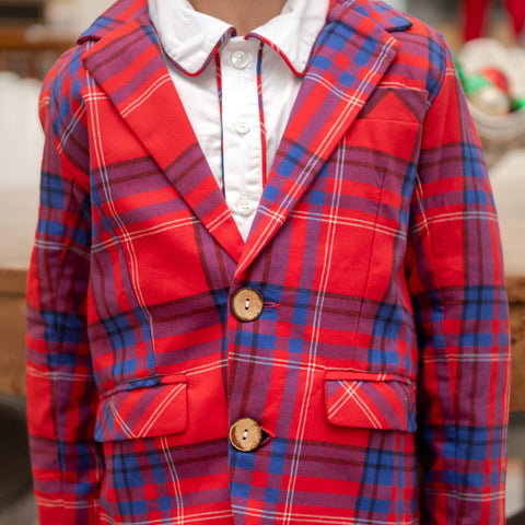 Hayden Boy Blazer - Red Plaid