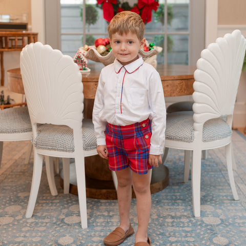 Hayden Long Sleeve Boy Set - Red Plaid