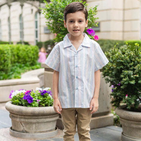 Emmet Boy Button Down - Spring Stripes