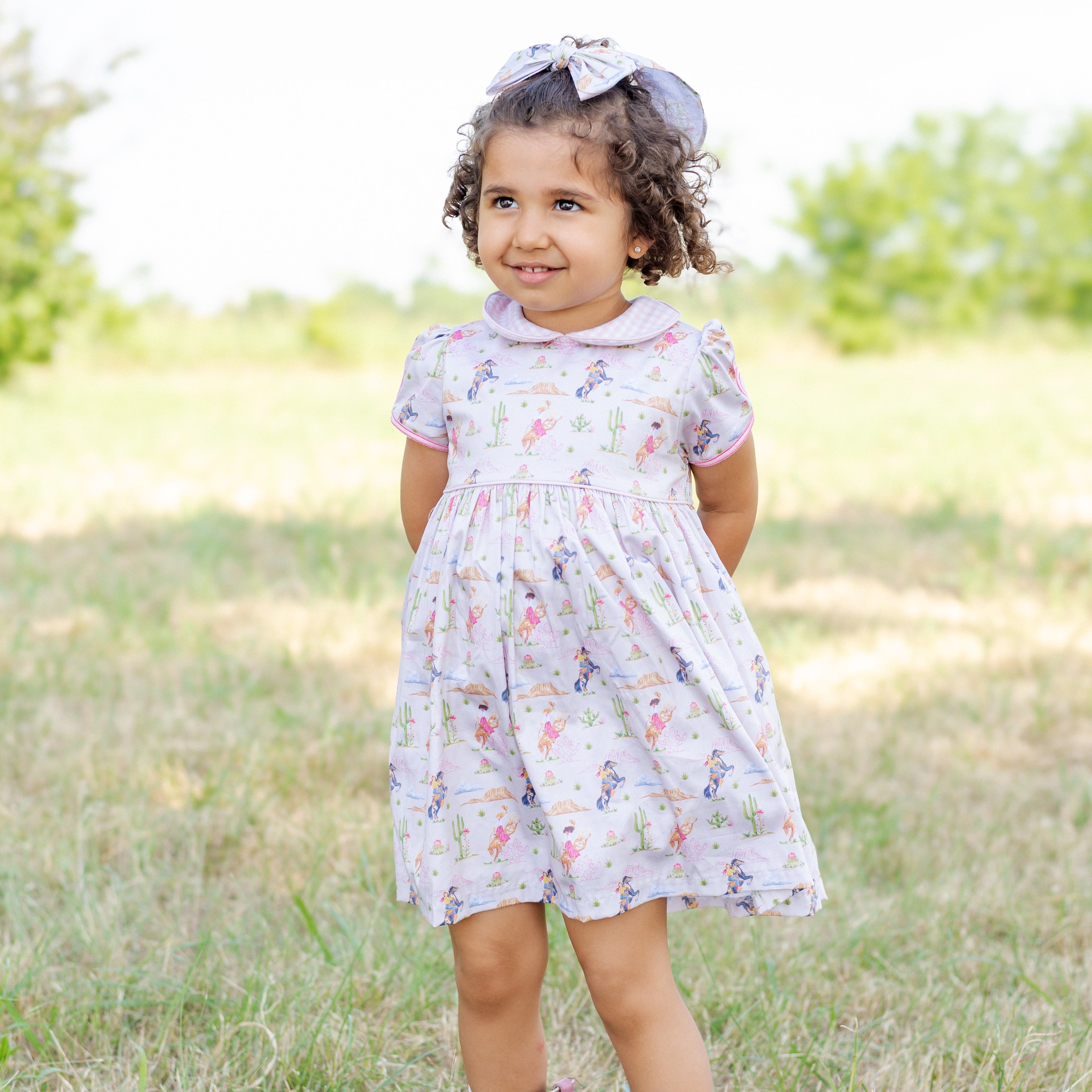 【未使用】apolina kids Dora dress 5-7y 체크앤도트