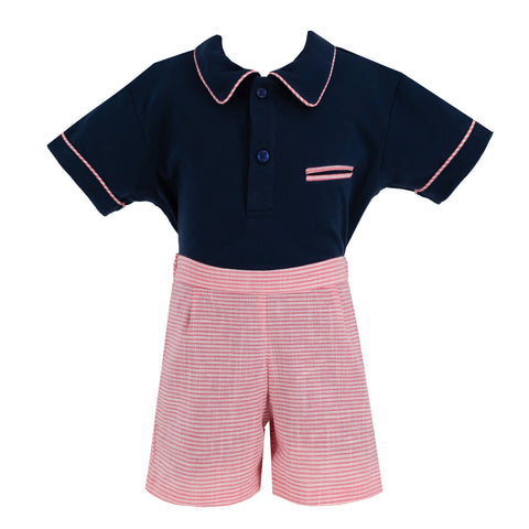 Mason Boy Polo Set - Red Stripe