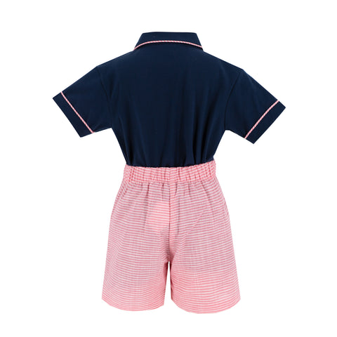 Mason Boy Polo Set - Red Stripe