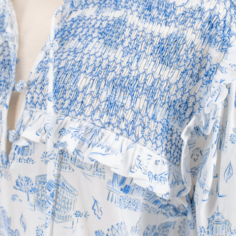 Women's Lizzie Shirt - Dallas Print (Blue)