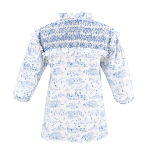 Women's Lizzie Shirt - Dallas Print (Blue)