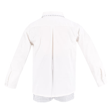 Hayden Long Sleeve Boy Set - Grey Gingham