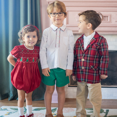 Hayden Long Sleeve Boy Set - Green Holiday