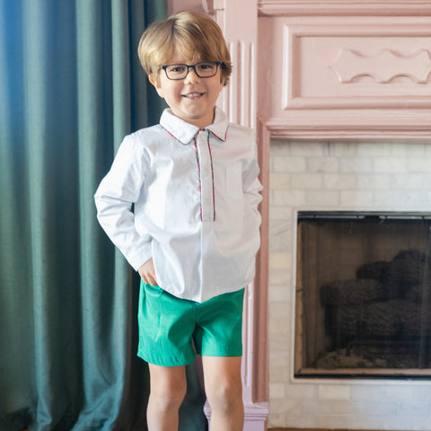 Hayden Long Sleeve Boy Set - Green Holiday
