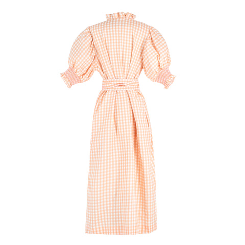 Women's Gen Dress - Peach Gingham/ Pink