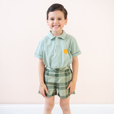 Jackson Boy Polo Set - Green Plaid