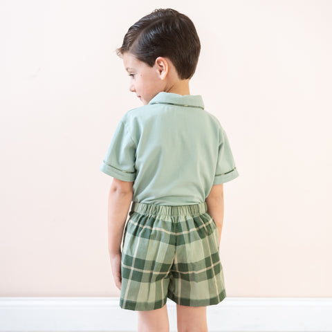 Jackson Boy Polo Set - Green Plaid