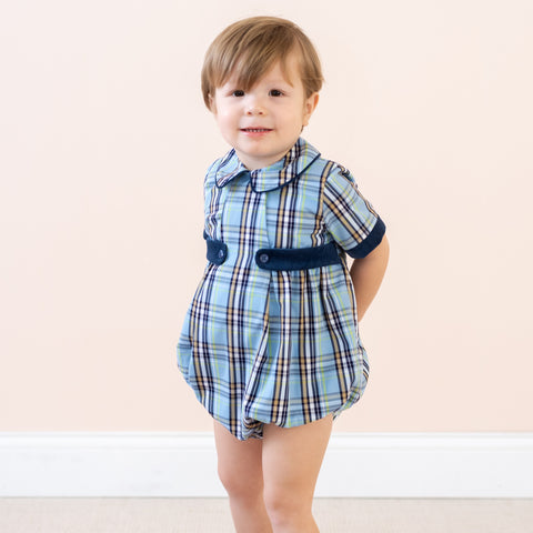 Simon Boy Bubble - Blue Plaid