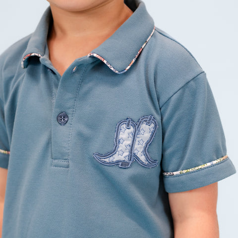 Fields Boy Polo Set - Boots Print