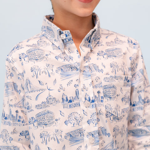 Bates Boy Button Down - Dallas Print