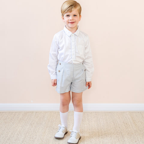 Hayden Long Sleeve Boy Set - Grey Gingham