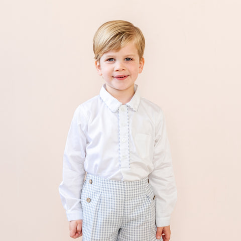Hayden Long Sleeve Boy Set - Grey Gingham