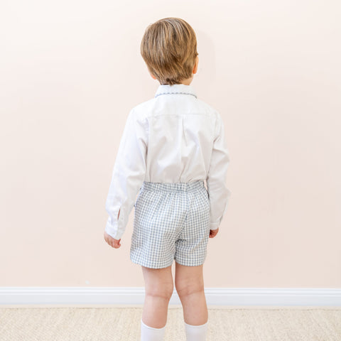 Hayden Long Sleeve Boy Set - Grey Gingham