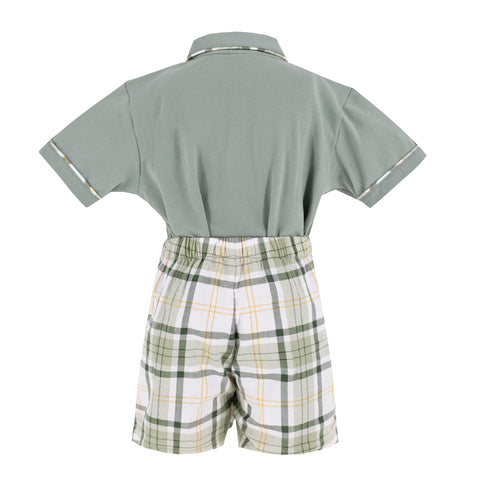 Jackson Boy Polo Set - Green Plaid