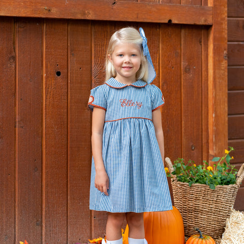 Sarita Girl Dress - Classic Gingham Pumpkin