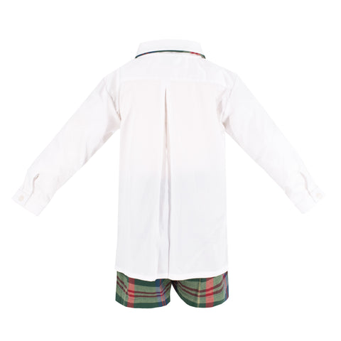 Hayden Long Sleeve Boy Set - Green Tartan