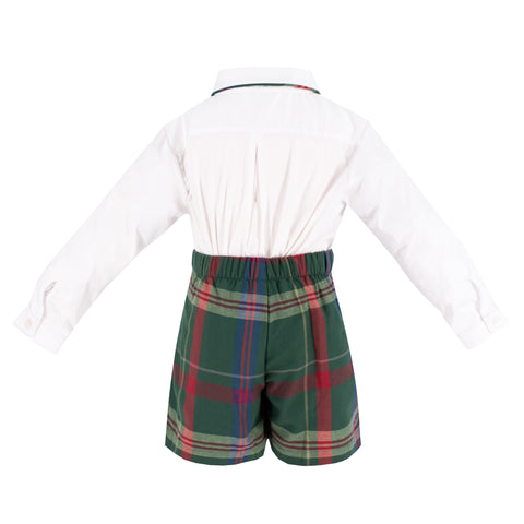 Hayden Long Sleeve Boy Set - Green Tartan