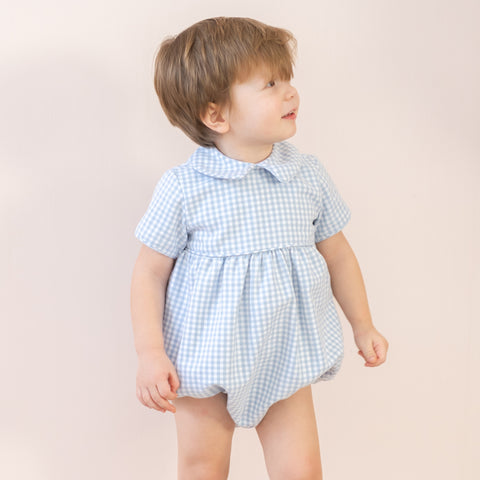 Lucas Boy Bubble - Blue Gingham