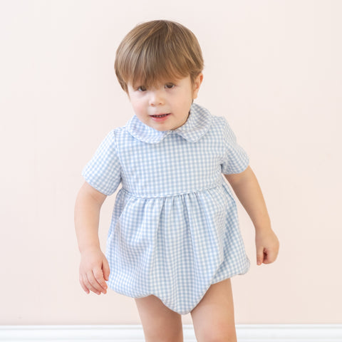 Lucas Boy Bubble - Blue Gingham