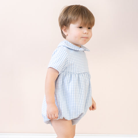 Lucas Boy Bubble - Blue Gingham