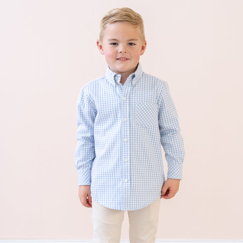 Walker Boy Button Down - Blue Gingham