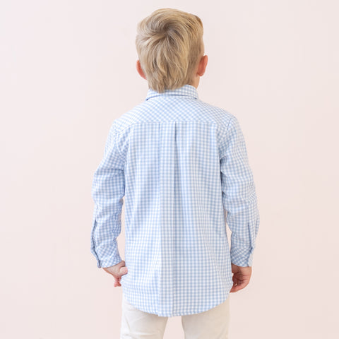 Walker Boy Button Down - Blue Gingham