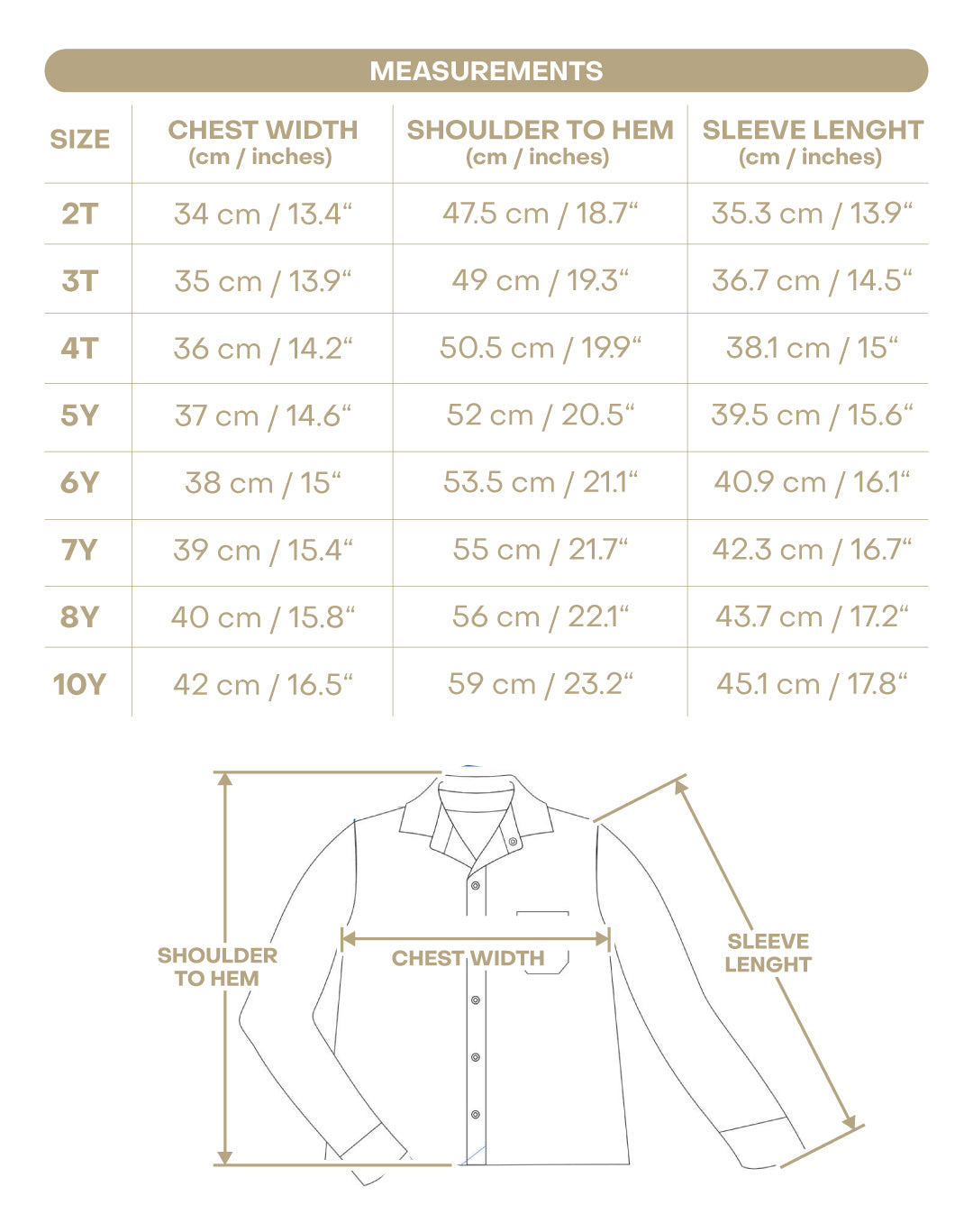 Size chart for Walker Boy Button Down - Orange Gingham