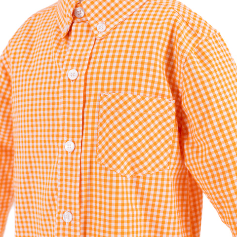 Walker Boy Button Down - Orange Gingham