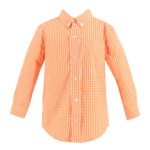 Walker Boy Button Down - Orange Gingham