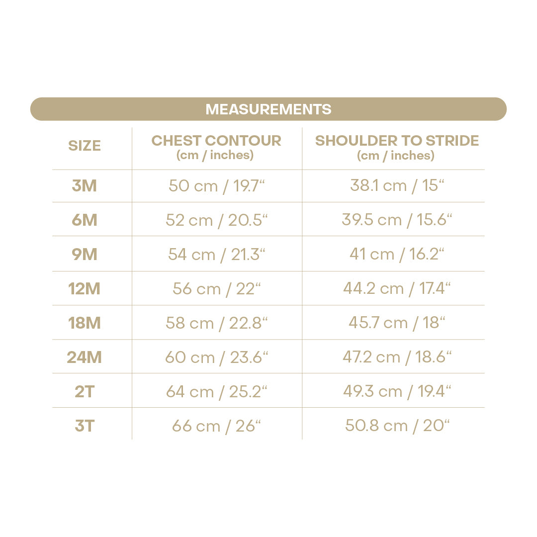 Size chart for Sarita Girl Bubble - Dallas Print