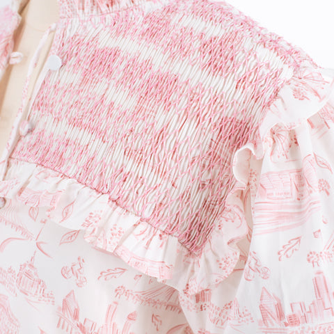 Women's Lizzie Shirt - Dallas Print (Pink)