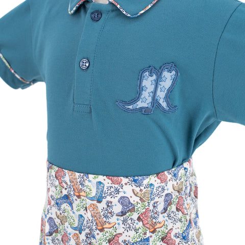 Fields Boy Polo Set - Boots Print