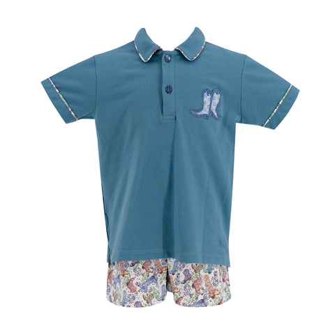 Fields Boy Polo Set - Boots Print