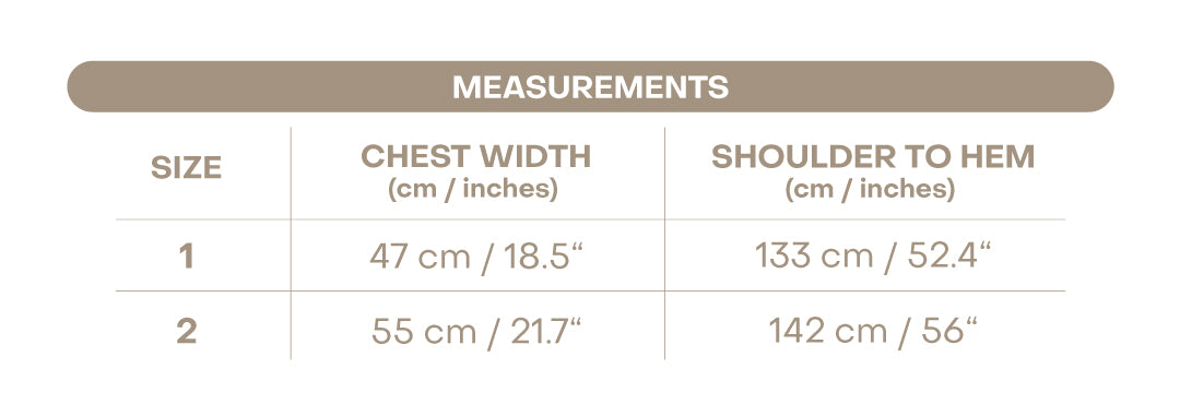 Size chart for Noelle Women’s Dress