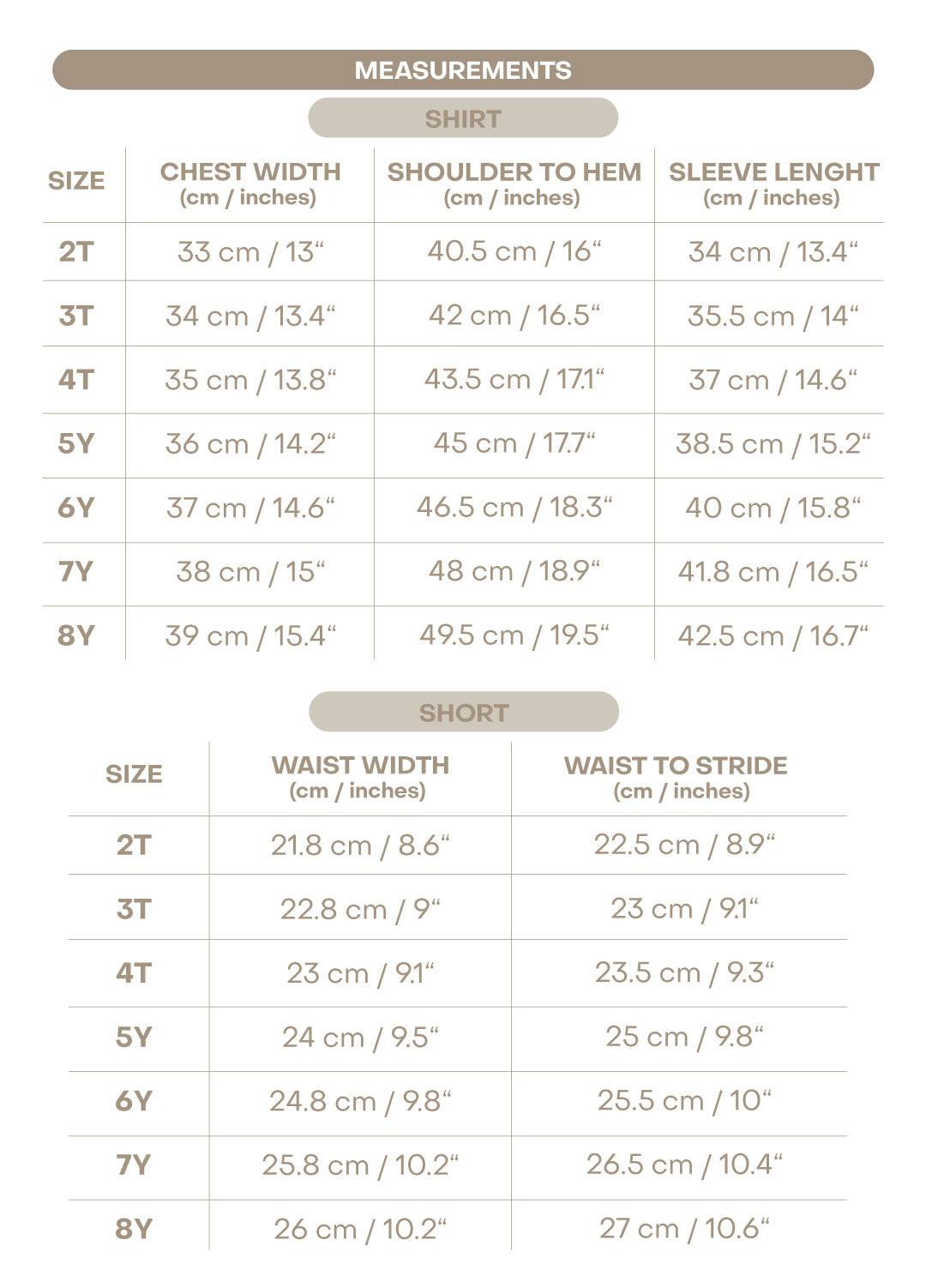 Size chart for Hayden Long Sleeve Boy Set - Green Tartan