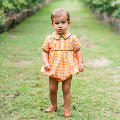 Lucas Boy Bubble - Orange Gingham