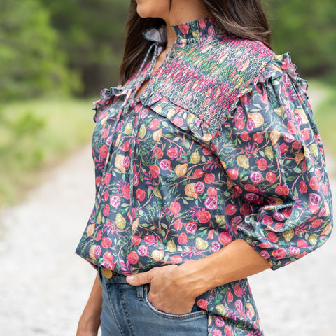 Women’s Lizzie Shirt - Navy Pomegranate