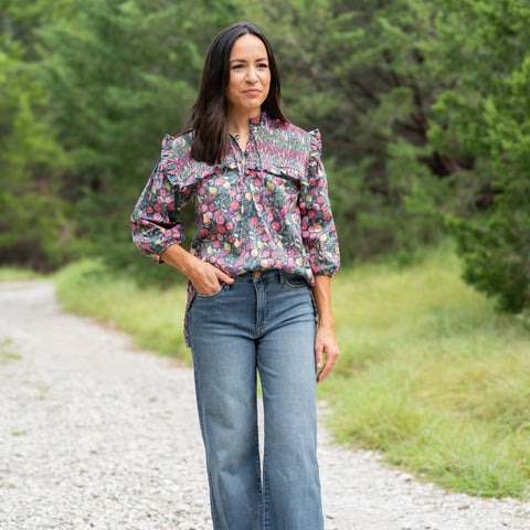 Women’s Lizzie Shirt - Navy Pomegranate