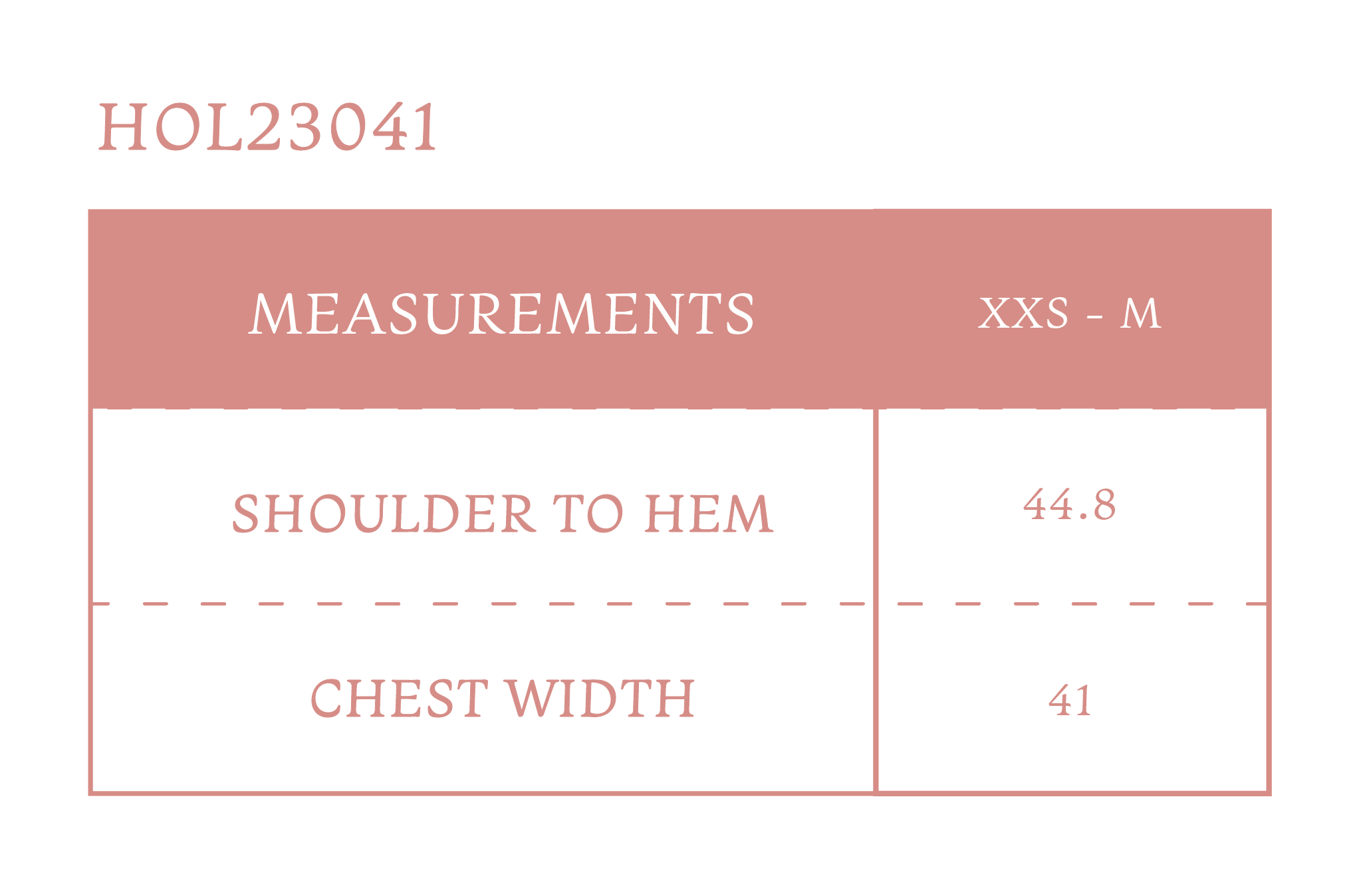 Size chart for Women's Snowdrops Dress