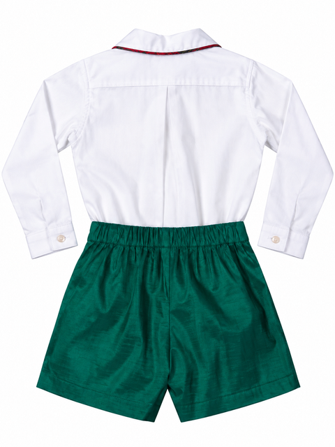 Hayden Long Sleeve Boy Set - Green Holiday