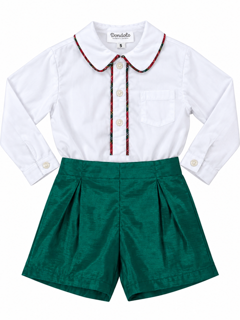 Hayden Long Sleeve Boy Set - Green Holiday