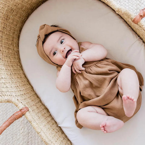 Natural African Moses Basket - Cognac + Cream Handle