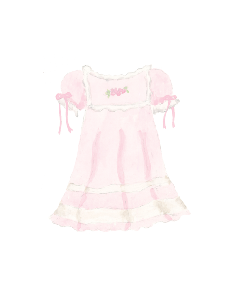 Heirloom Dress Nursery Print in Pink