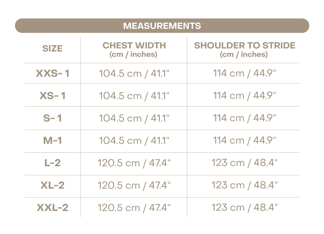 Size chart for Women’s Juliet Dress