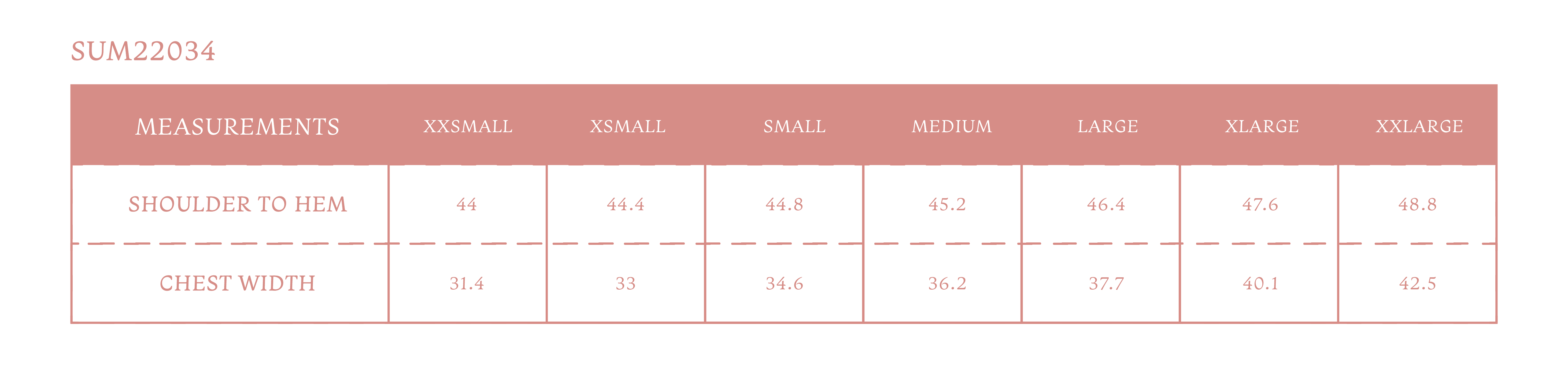 Size chart for Women's Eloise Shirt - Poppy Floral
